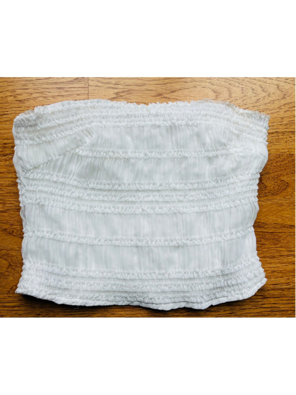 Princess Polly White Smocked Tube Crop Top Size 2